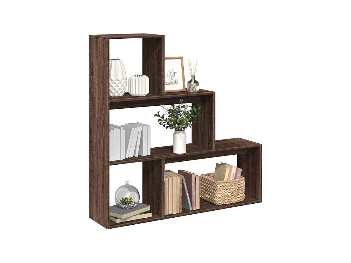 Étagère bibliothèque escalier Palino 123cm - 4 niches-Couleur Marron