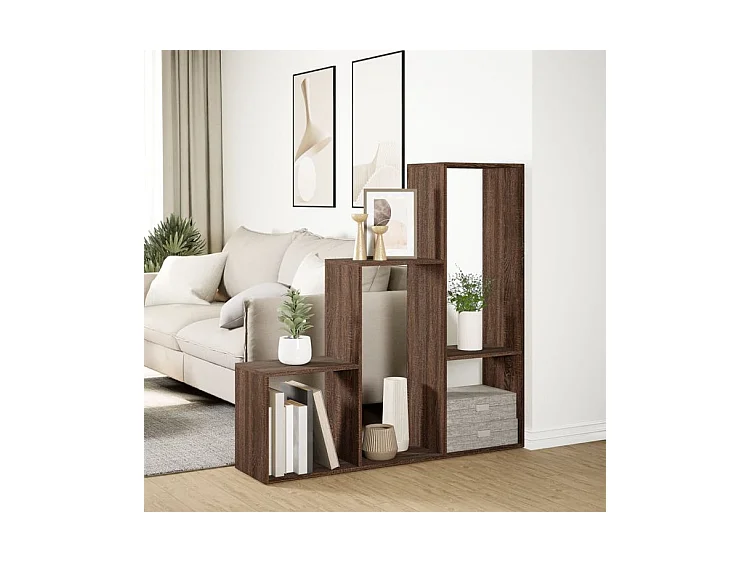 Étagère bibliothèque escalier Palino 123cm - 4 niches-Couleur Marron