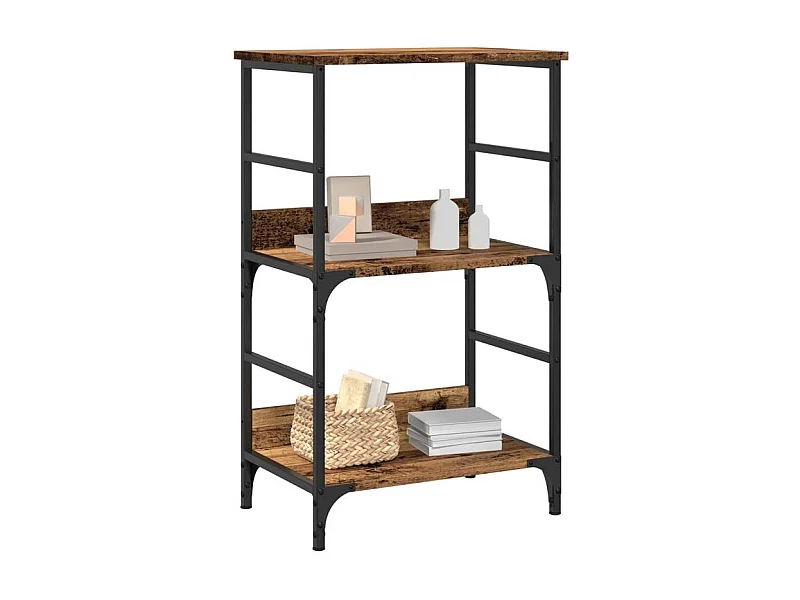 Petite étagère bibliothèque bois et métal Kano 50cm - Style industriel-Marron noisette