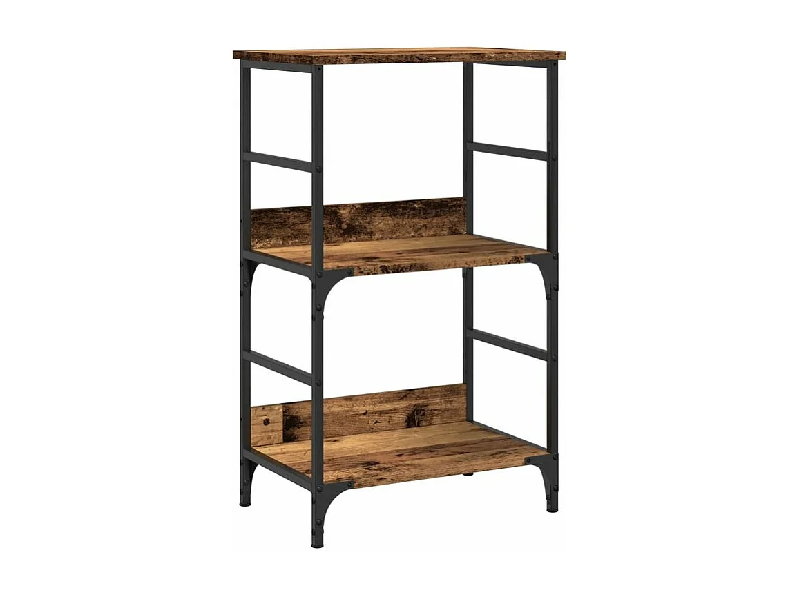 Petite étagère bibliothèque bois et métal Kano 50cm - Style industriel-Marron noisette