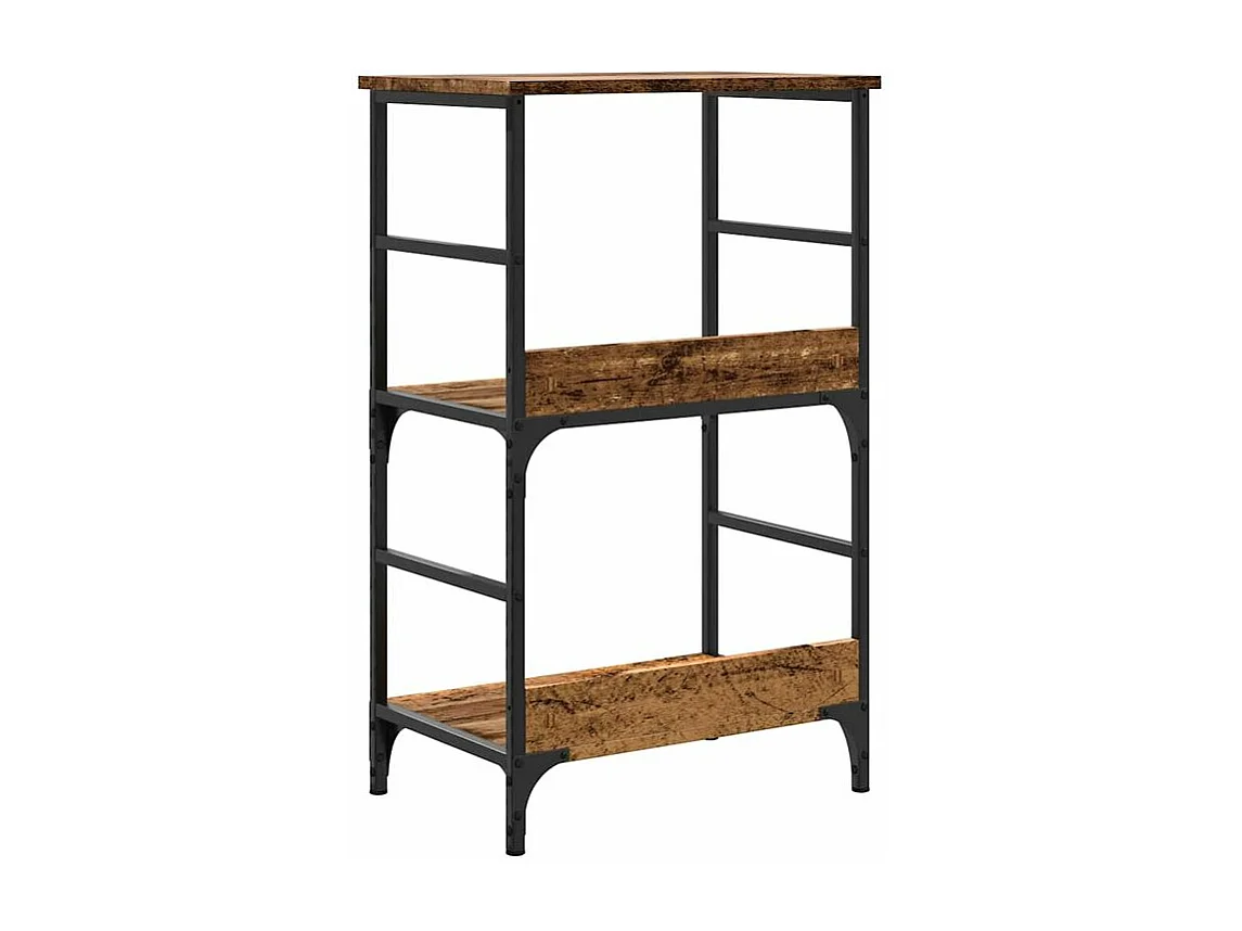 Petite étagère bibliothèque bois et métal Kano 50cm - Style industriel-Marron noisette