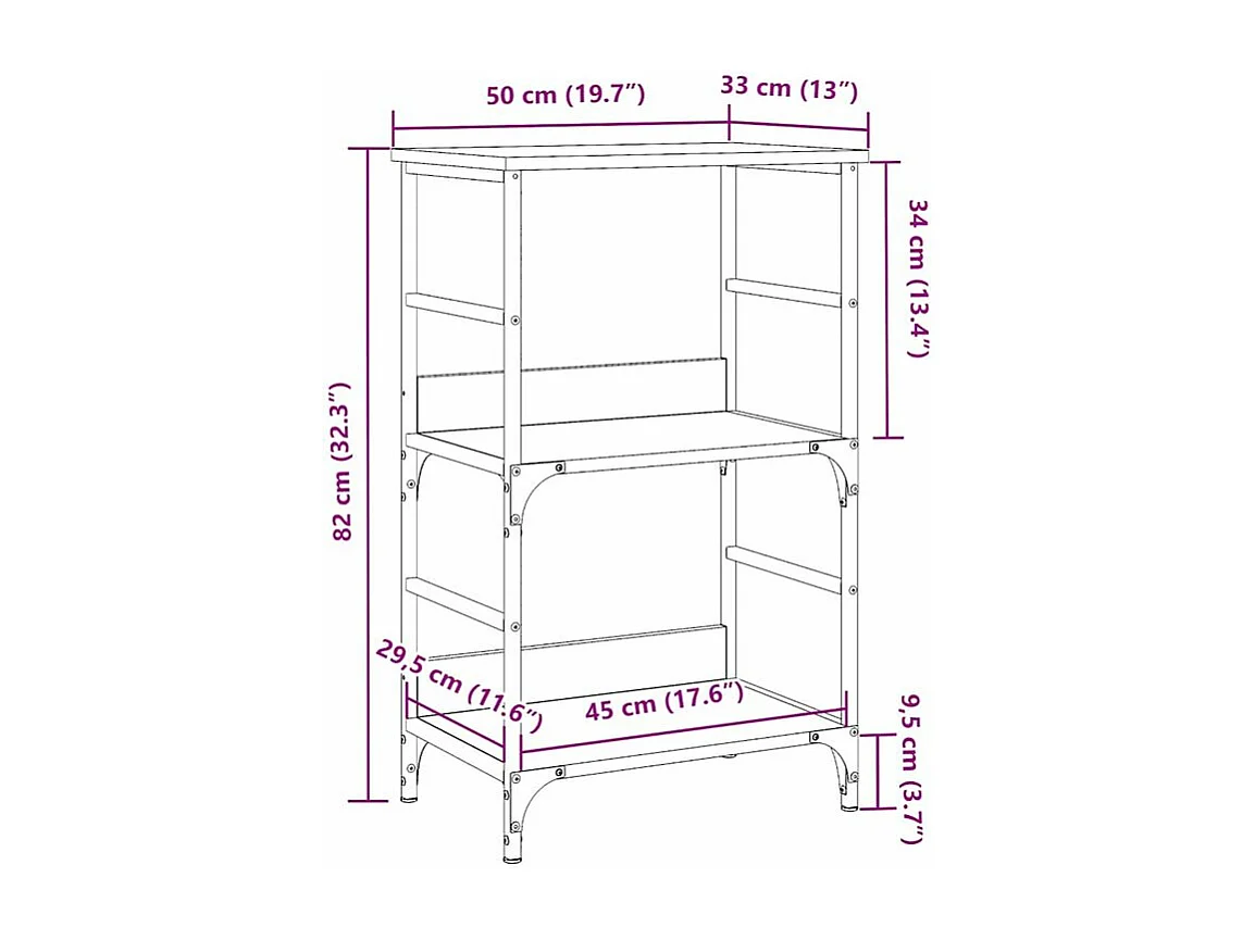 Petite étagère bibliothèque bois et métal Kano 50cm - Style industriel-Marron noisette