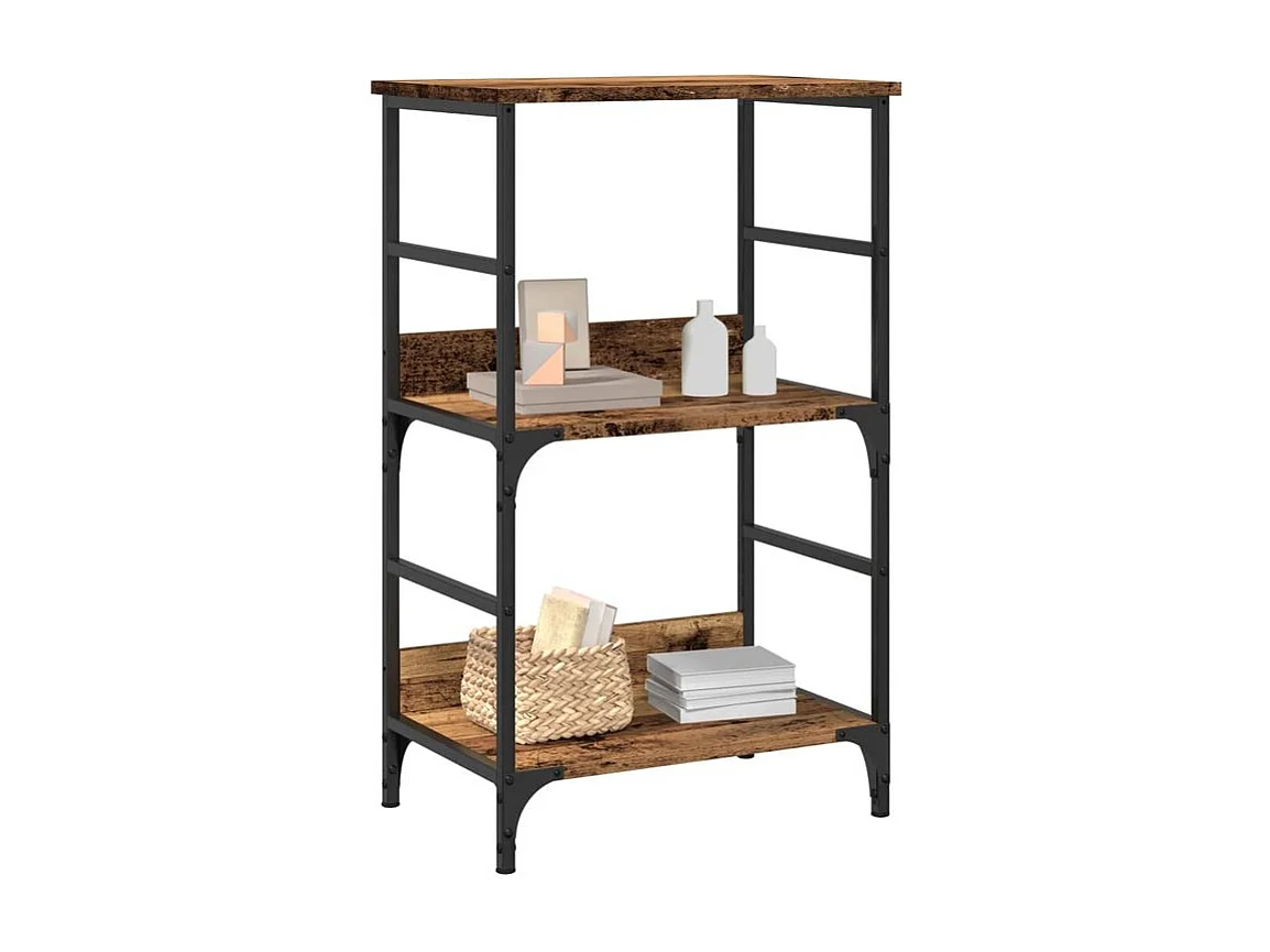 Petite étagère bibliothèque bois et métal Kano 50cm - Style industriel-Marron noisette