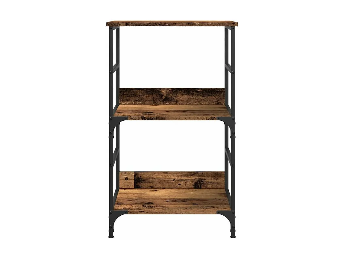 Petite étagère bibliothèque bois et métal Kano 50cm - Style industriel-Marron noisette