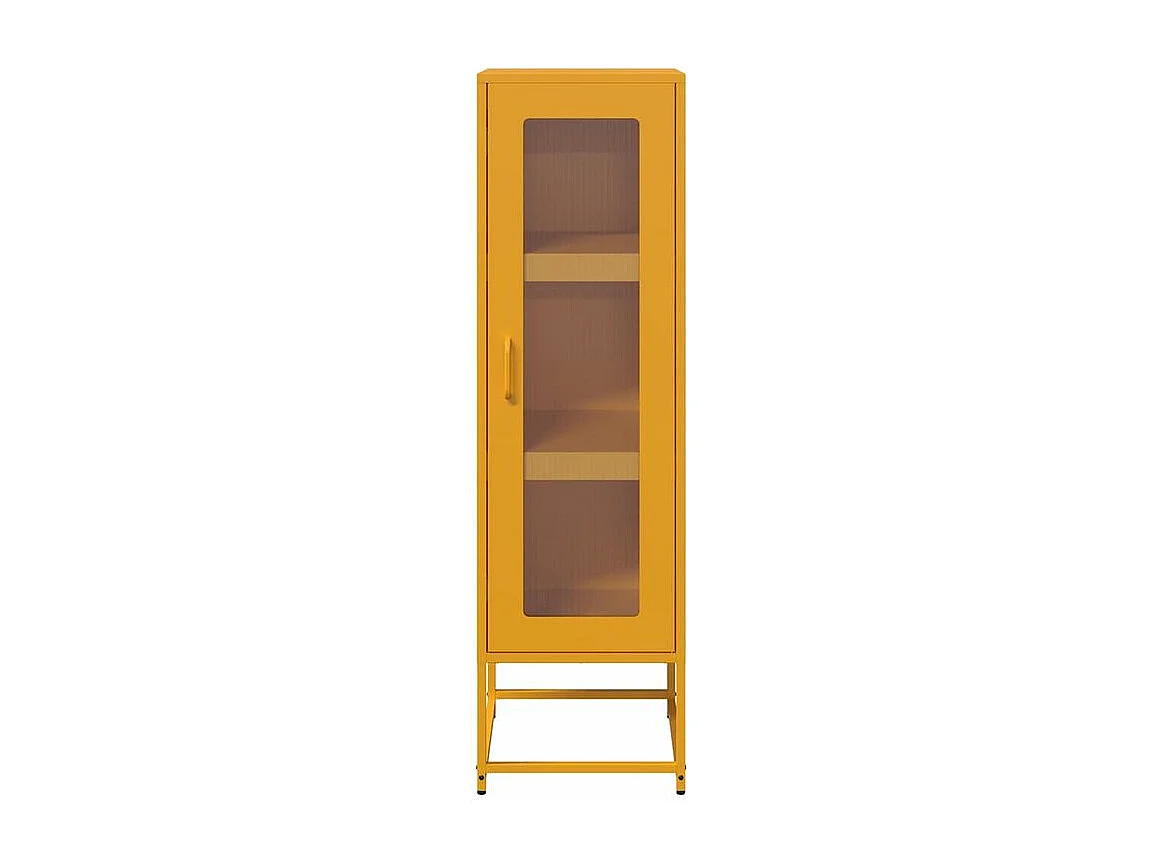 Meuble haut de rangement 1 porte 3 niveaux en métal Geko 36cm - Style Industriel-Couleur Jaune curry