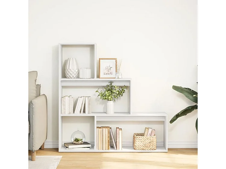 Étagère bibliothèque escalier Palino 123cm - 4 niches-Couleur Blanc