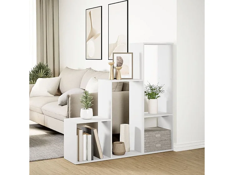 Étagère bibliothèque escalier Palino 123cm - 4 niches-Couleur Blanc