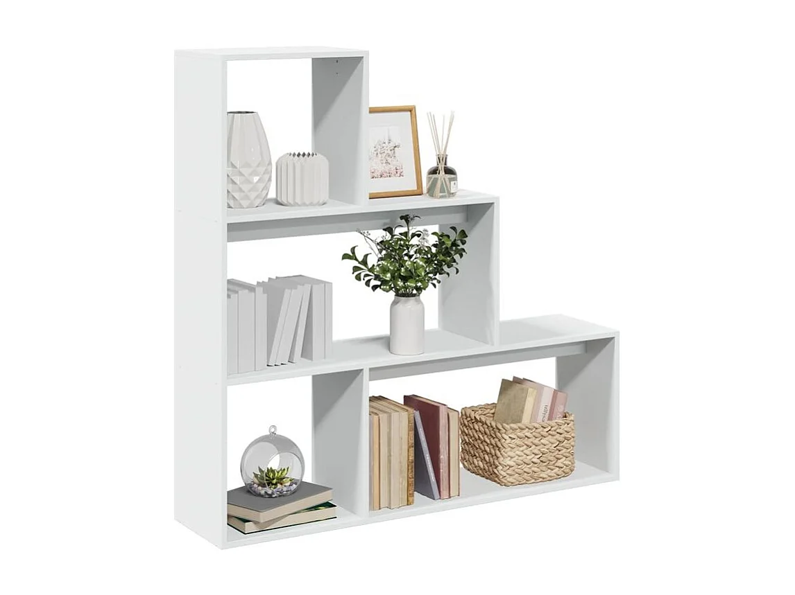 Étagère bibliothèque escalier Palino 123cm - 4 niches-Couleur Blanc
