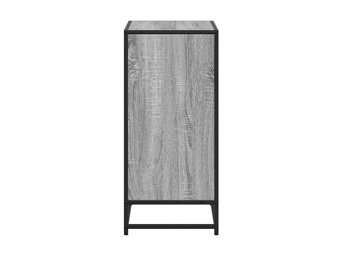 Petite étagère bibliothèque 2 niveaux Kalvani - Bois et metal noir-Couleur Chêne gris-Largeur 60 cm
