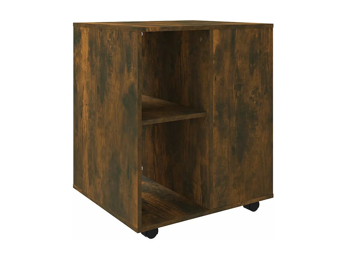 Petit meuble de rangement sur roulettes Burok 60cm – Discret et pratique-Couleur Marron fumé