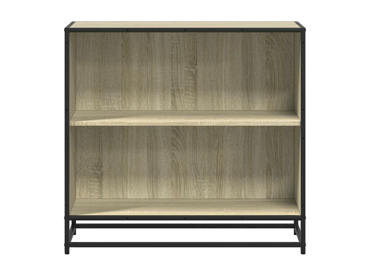 Petite étagère bibliothèque 2 niveaux Kalvani - Bois et metal noir-Couleur Noir-Largeur 60 cm
