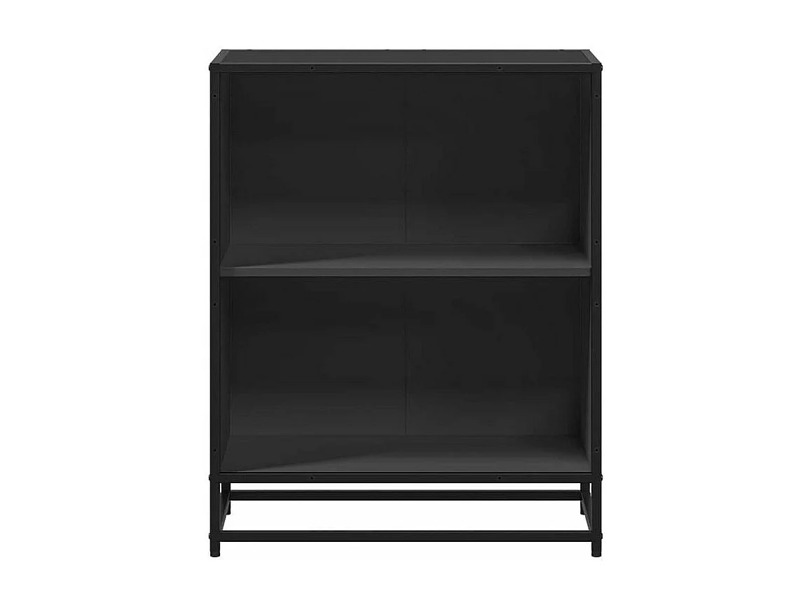 Petite étagère bibliothèque 2 niveaux Kalvani - Bois et metal noir-Couleur Noir-Largeur 60 cm