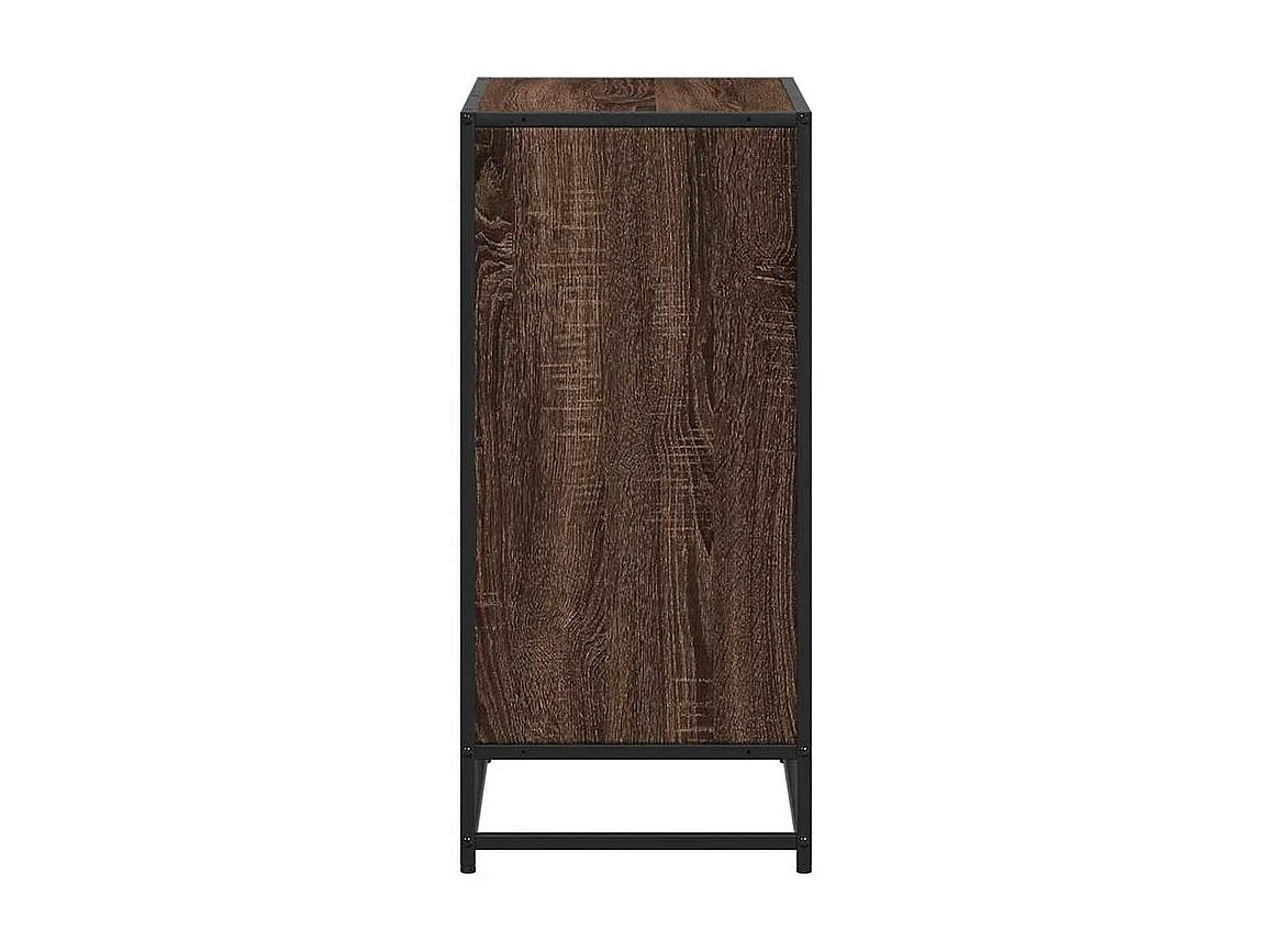 Petite étagère bibliothèque 2 niveaux Kalvani - Bois et metal noir-Couleur Noyer-Largeur 60 cm