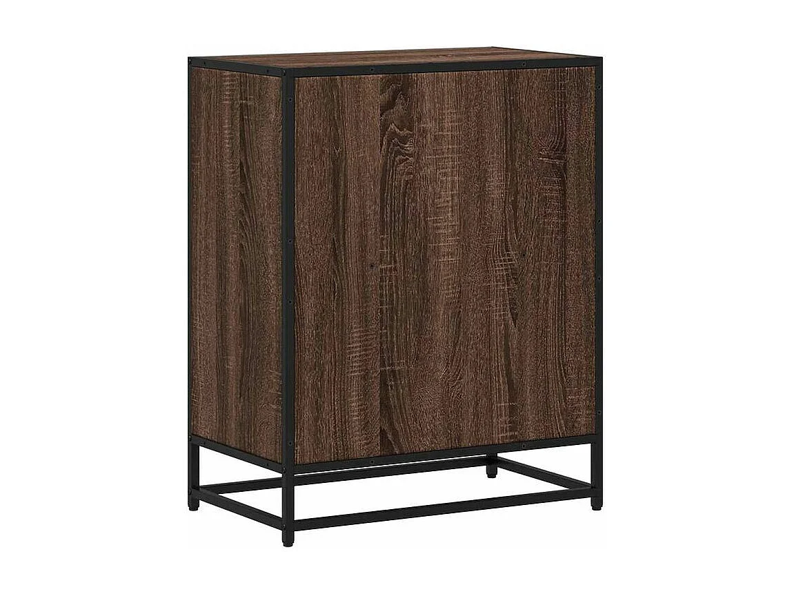 Petite étagère bibliothèque 2 niveaux Kalvani - Bois et metal noir-Couleur Noyer-Largeur 60 cm