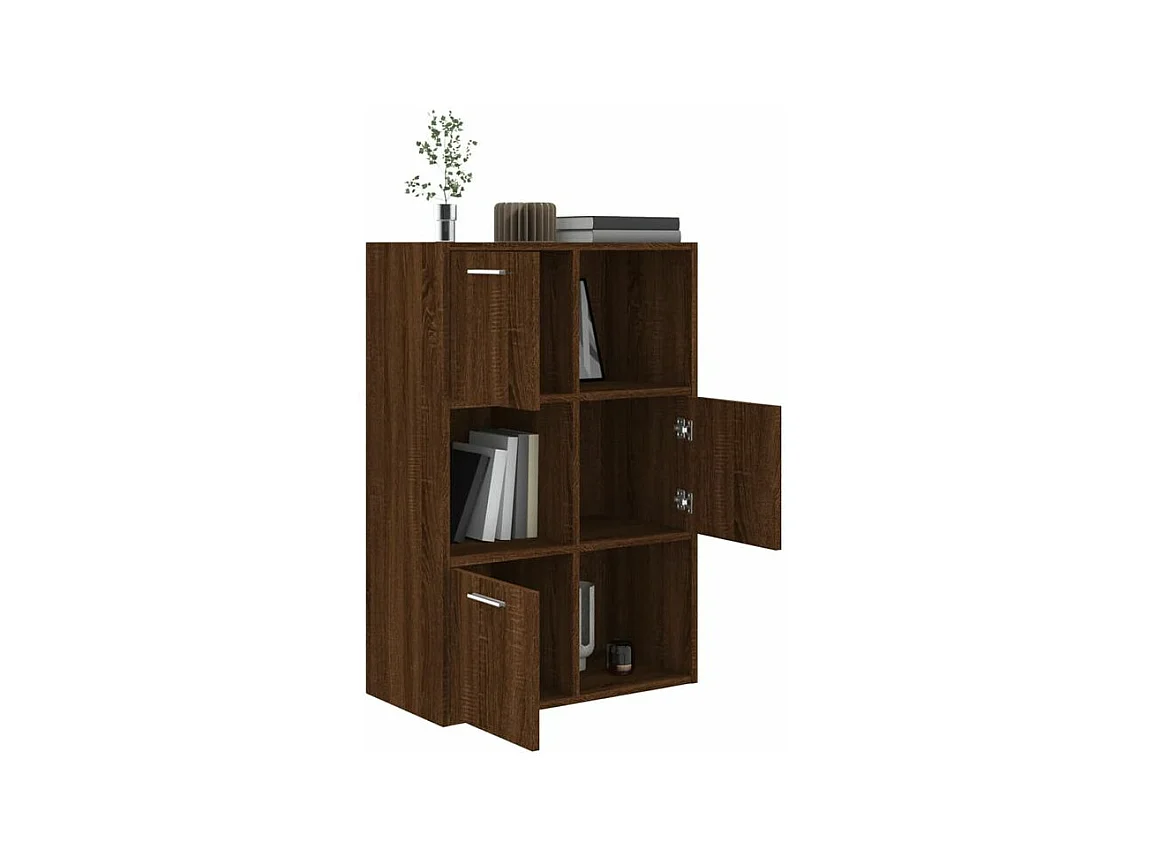 Meuble de rangement Doka 60cm - 3 niches 3 portes-Couleur Noyer