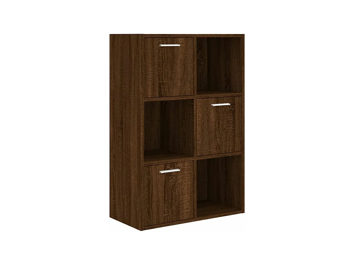 Meuble de rangement Doka 60cm - 3 niches 3 portes-Couleur Noyer