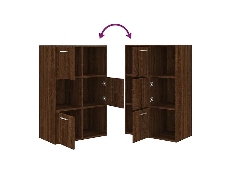 Meuble de rangement Doka 60cm - 3 niches 3 portes-Couleur Noyer