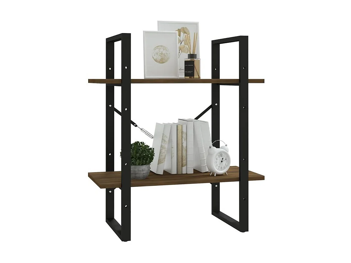 Petite étagère style industriel Loza 60cm-Couleur Marron fumé