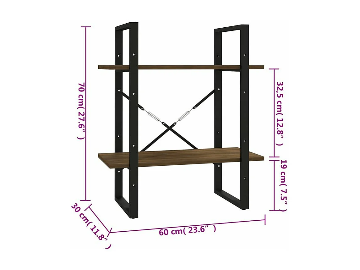 Petite étagère style industriel Loza 60cm-Couleur Marron fumé