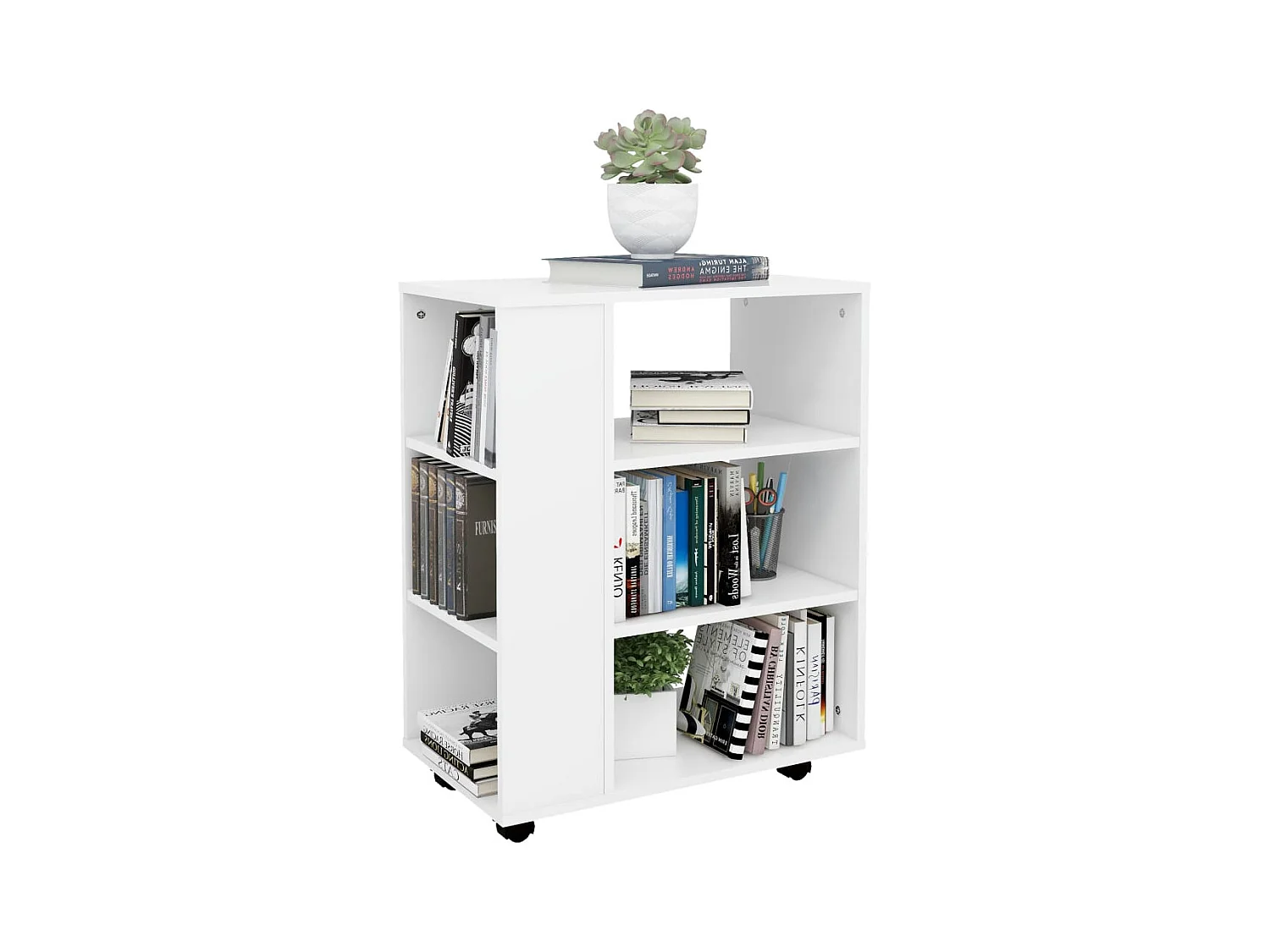Petit meuble de rangement sur roulettes kazok 60cm – Sobre et pratique-Couleur Blanc