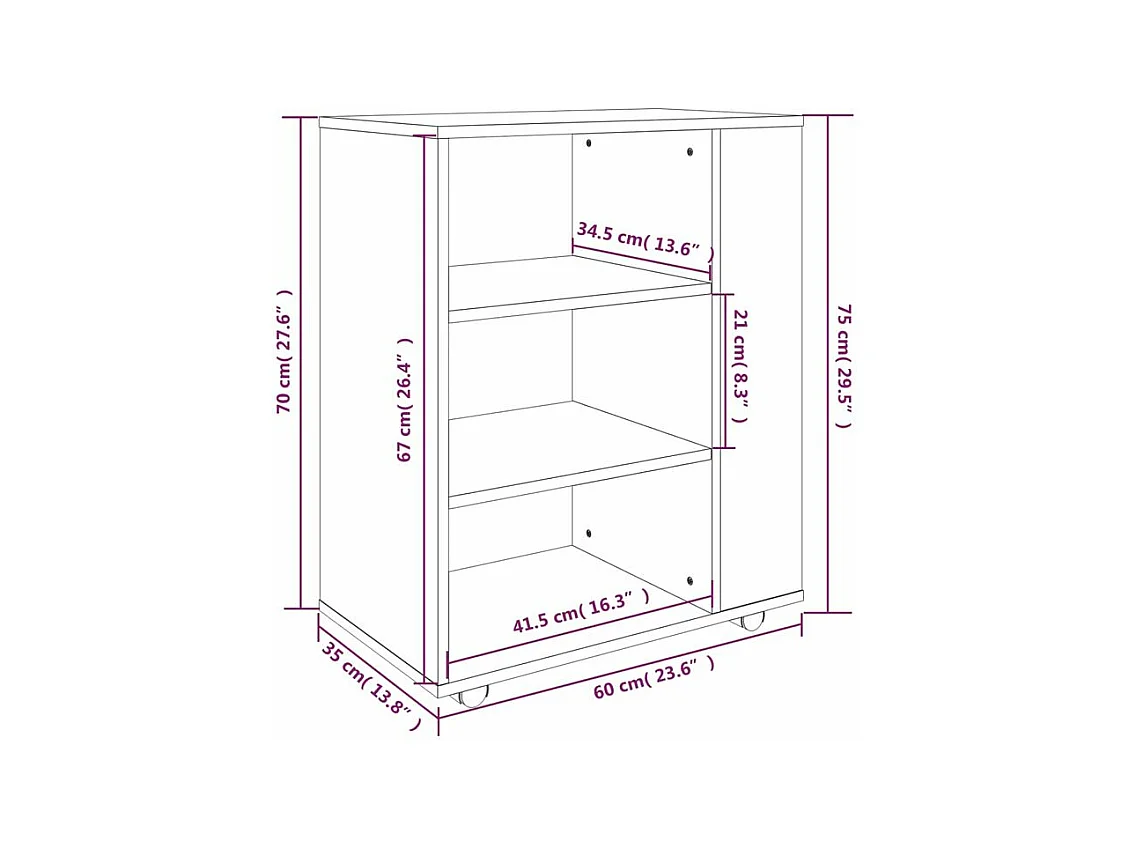 Petit meuble de rangement sur roulettes kazok 60cm – Sobre et pratique-Couleur Blanc