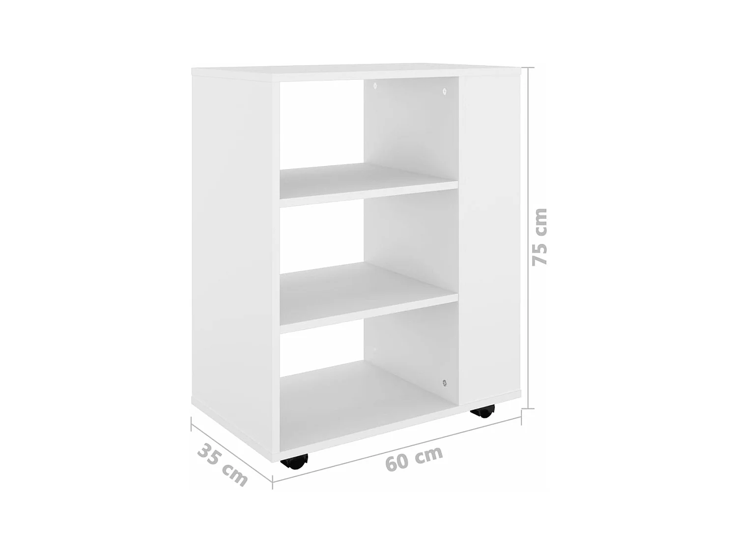 Petit meuble de rangement sur roulettes kazok 60cm – Sobre et pratique-Couleur Blanc