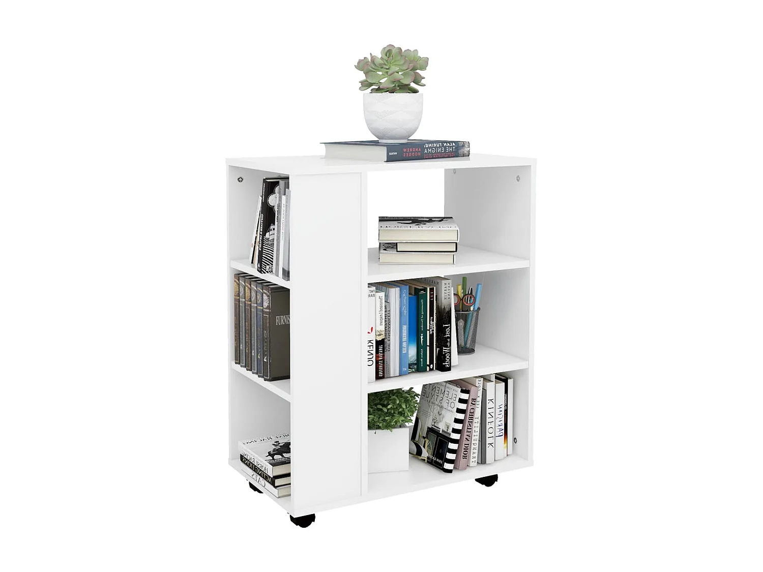 Petit meuble de rangement sur roulettes kazok 60cm – Sobre et pratique-Couleur Blanc