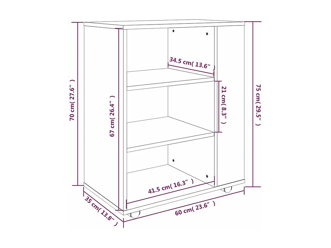 Petit meuble de rangement sur roulettes kazok 60cm – Sobre et pratique-Couleur Blanc