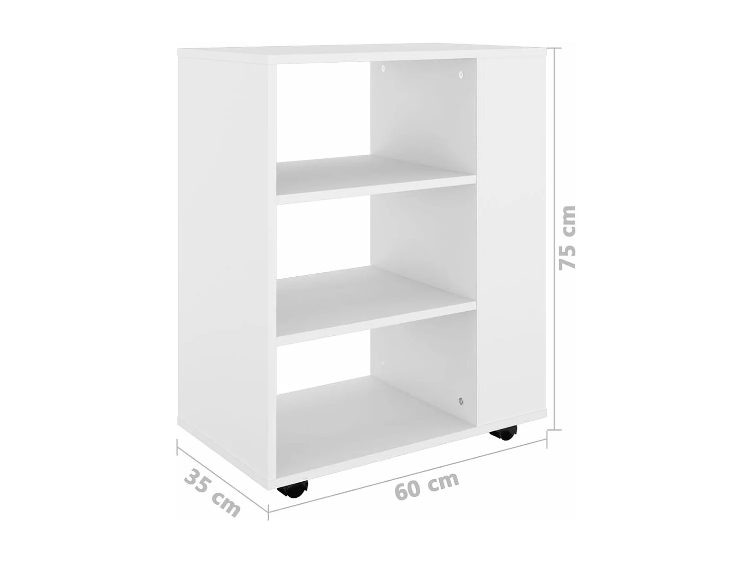 Petit meuble de rangement sur roulettes kazok 60cm – Sobre et pratique-Couleur Blanc
