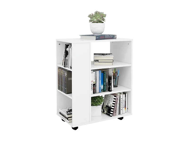 Petit meuble de rangement sur roulettes kazok 60cm – Sobre et pratique-Couleur Blanc