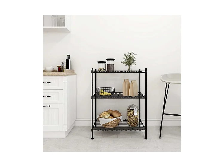 Étagère de rangement 3 niveaux 60x35x76 noir 150 kg