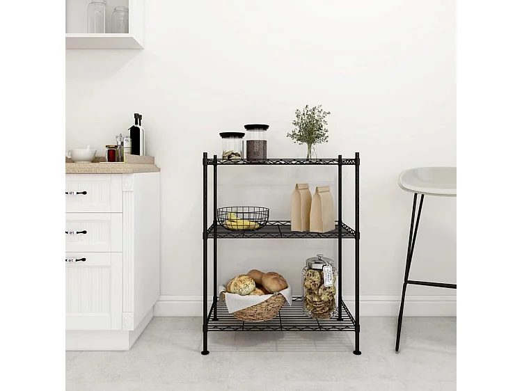 Étagère de rangement 3 niveaux 60x35x76 noir 150 kg