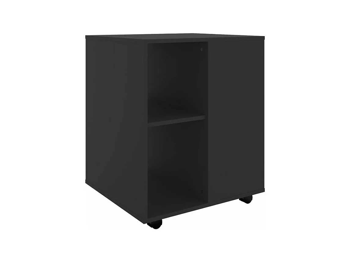 Petit meuble de rangement sur roulettes Burok 60cm – Discret et pratique-Couleur Noir