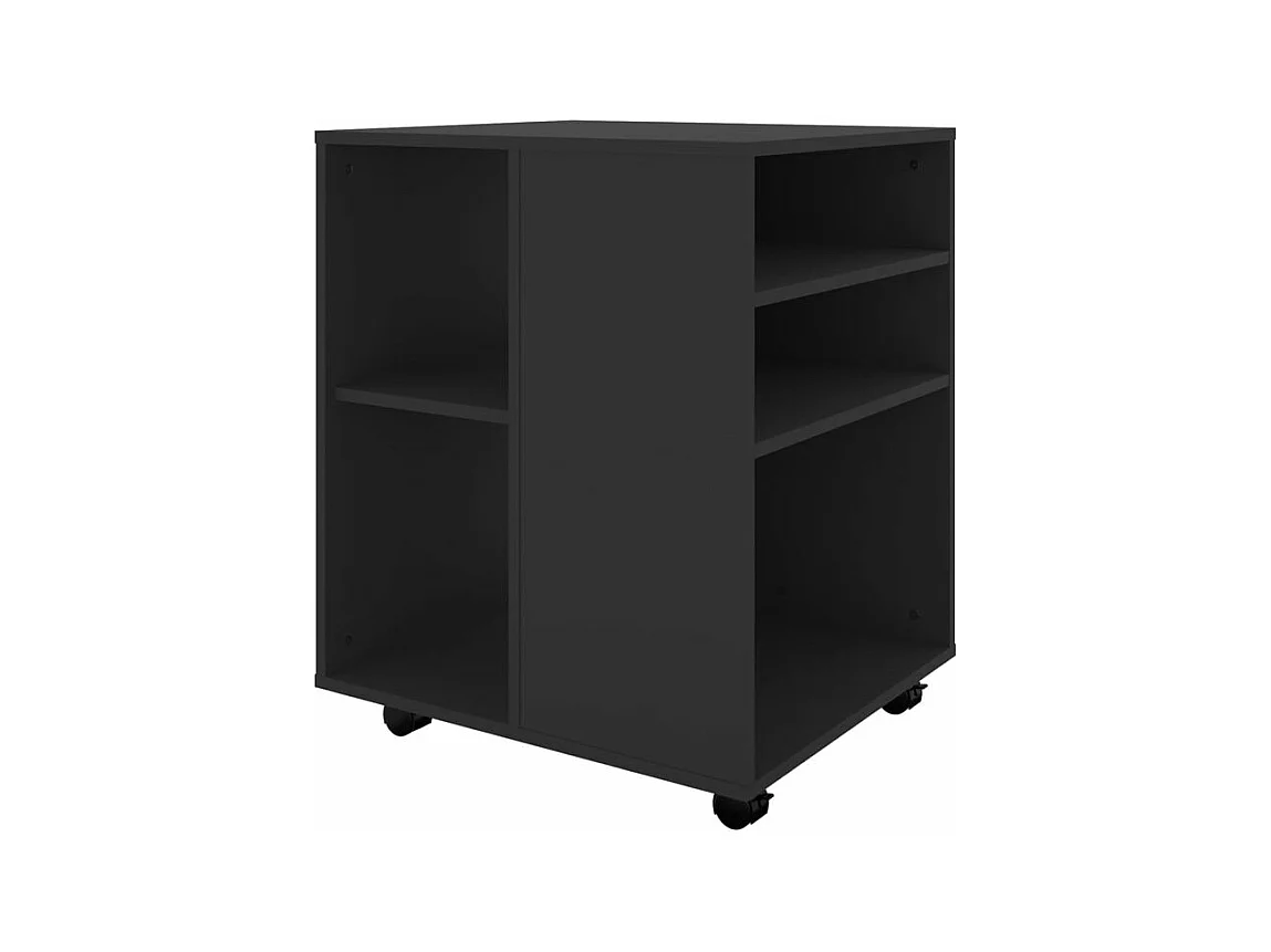 Petit meuble de rangement sur roulettes Burok 60cm – Discret et pratique-Couleur Noir