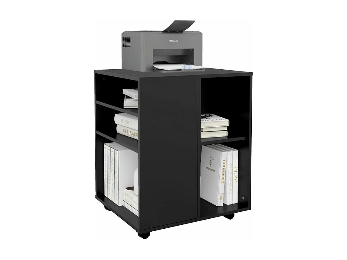 Petit meuble de rangement sur roulettes Burok 60cm – Discret et pratique-Couleur Noir