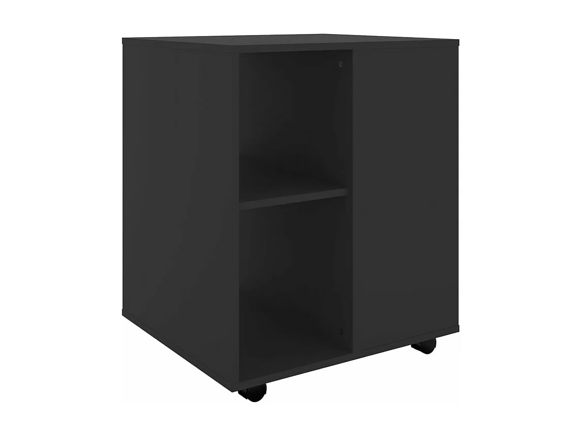 Petit meuble de rangement sur roulettes Burok 60cm – Discret et pratique-Couleur Noir