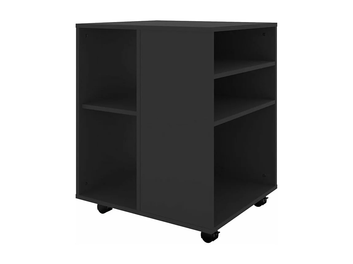 Petit meuble de rangement sur roulettes Burok 60cm – Discret et pratique-Couleur Noir