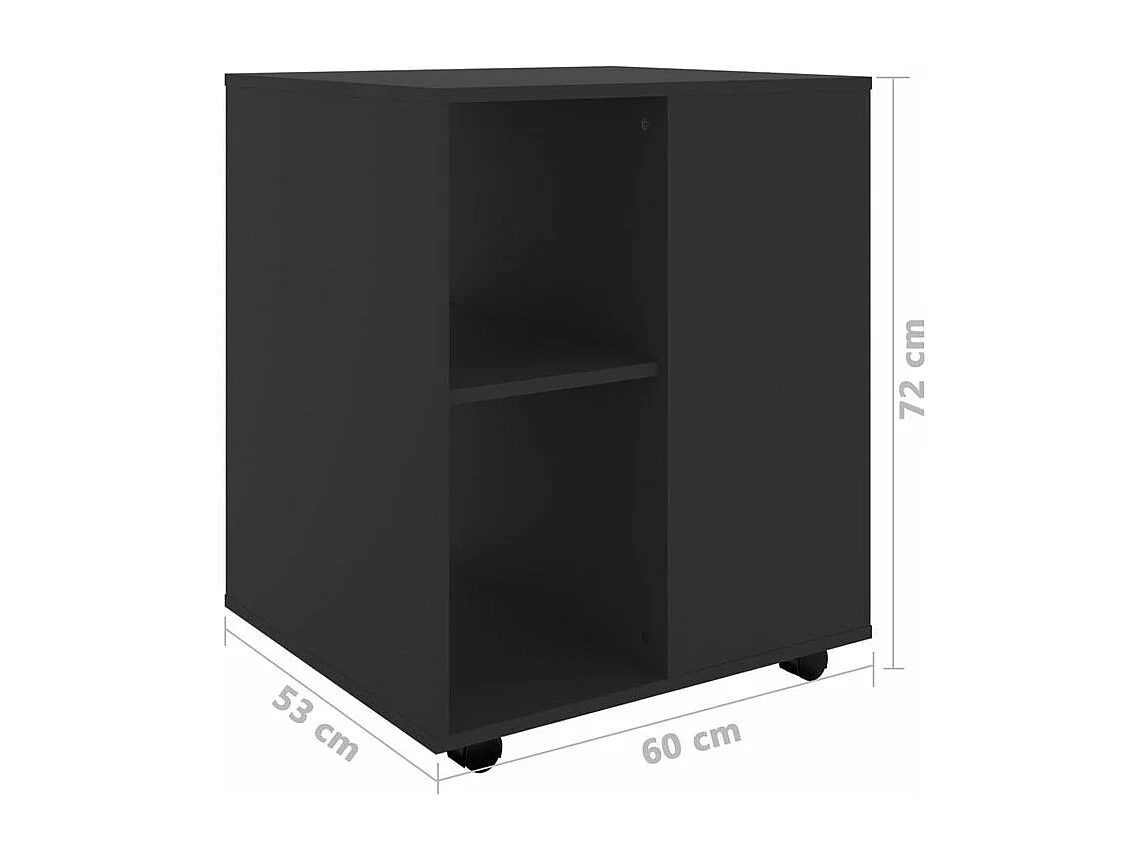 Petit meuble de rangement sur roulettes Burok 60cm – Discret et pratique-Couleur Noir