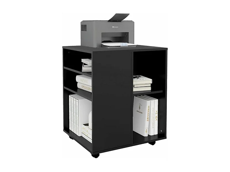 Petit meuble de rangement sur roulettes Burok 60cm – Discret et pratique-Couleur Noir