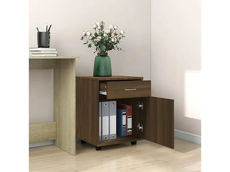 Armoire roulante Chêne marron 45x38x54 Bois d'ingénierie