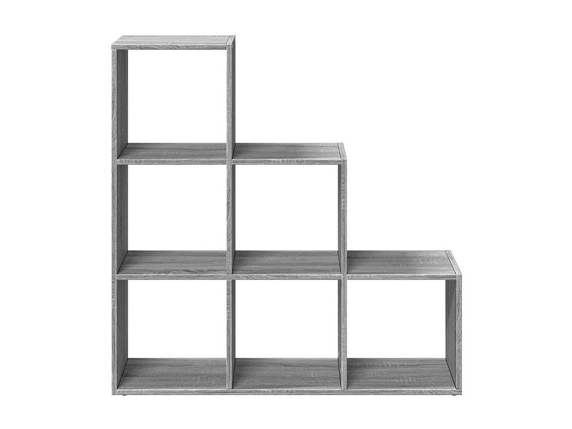 Étagère bibliothèque escalier 3 niveaux Kato 99cm - 6 niches-Couleur Chêne gris