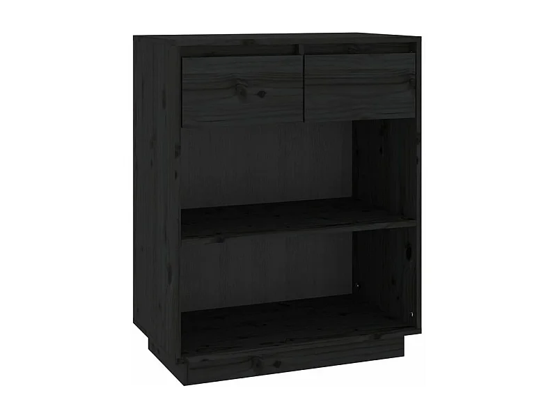 Petite étagère avec 2 tiroirs en bois massif de pin – Collection Vizion-Couleur Noir