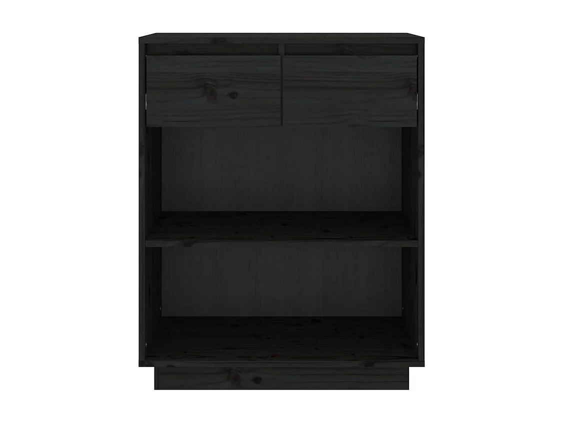 Petite étagère avec 2 tiroirs en bois massif de pin – Collection Vizion-Couleur Noir