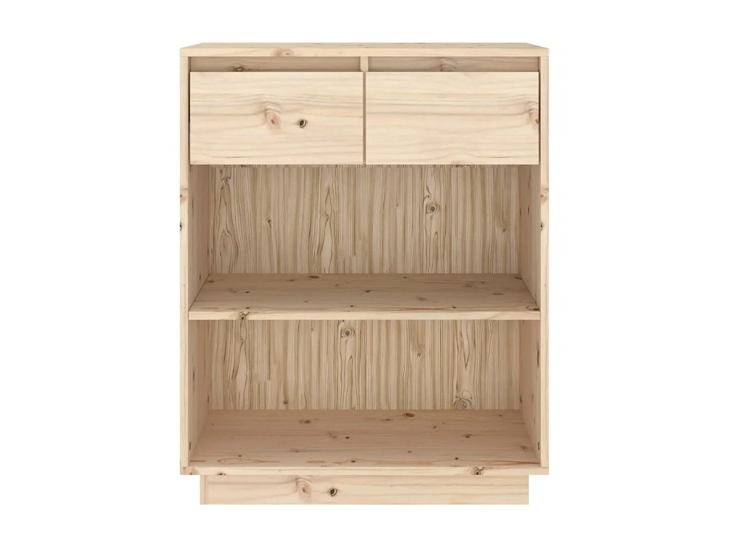 Petite étagère avec 2 tiroirs en bois massif de pin – Collection Vizion-Couleur Noir