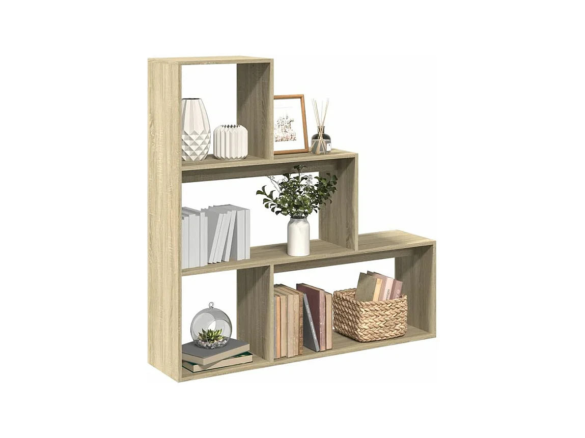 Étagère bibliothèque escalier Palino 123cm - 4 niches-Couleur Chêne clair