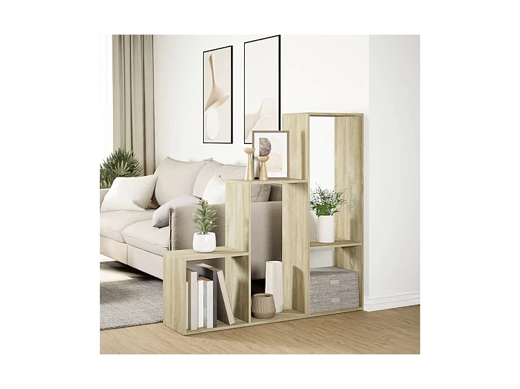 Étagère bibliothèque escalier Palino 123cm - 4 niches-Couleur Chêne clair