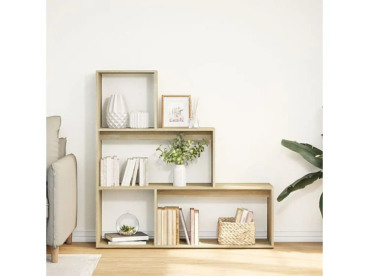 Étagère bibliothèque escalier Palino 123cm - 4 niches-Couleur Chêne clair