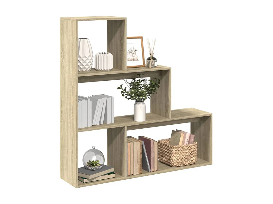 Étagère bibliothèque escalier Palino 123cm - 4 niches-Couleur Chêne clair