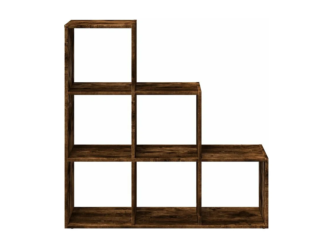Étagère bibliothèque escalier 3 niveaux Kato 99cm - 6 niches-Couleur Marron fumé