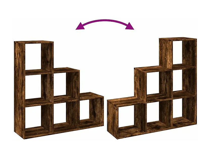 Étagère bibliothèque escalier 3 niveaux Kato 99cm - 6 niches-Couleur Marron fumé